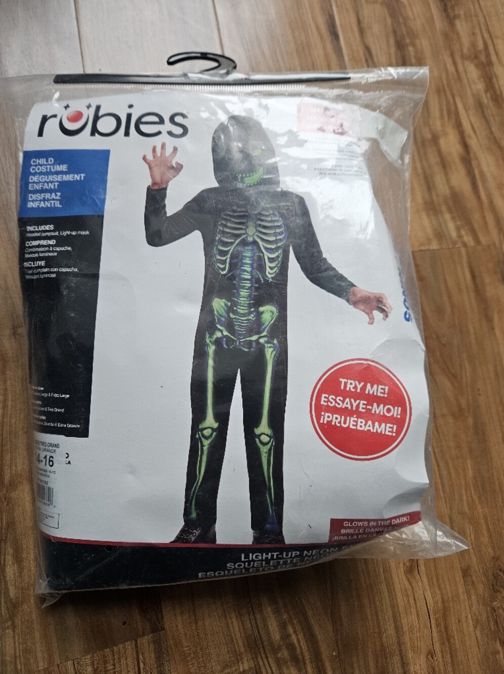 Robes Kids Glow-In-The-Dark Skeleton Costume - Black & Neon Green